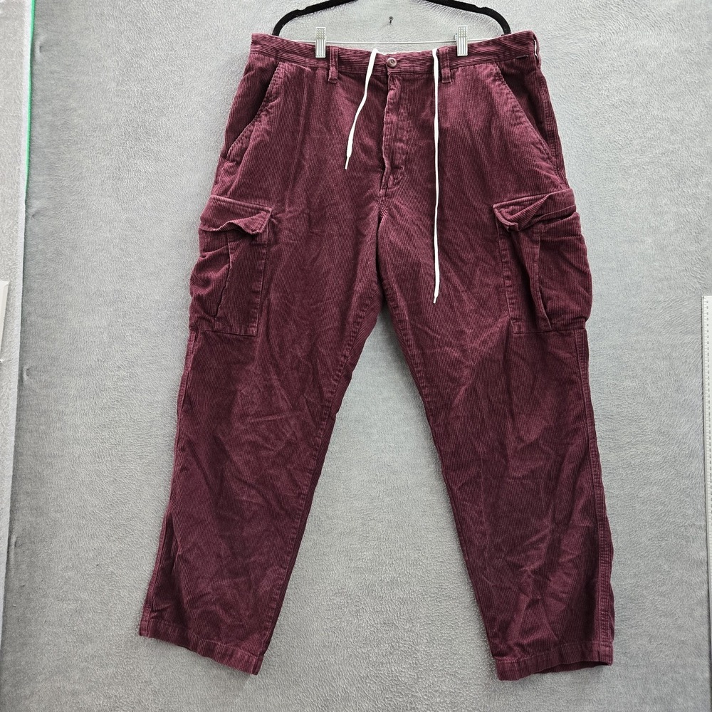 Vans‎ Men Pants 38 Red Cargo Corduroy Flower Grunge Baggy Skater Y2K